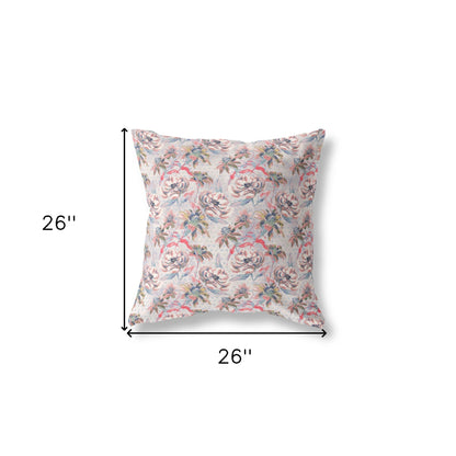 18” Lavender Pink Roses Indoor Outdoor Throw Pillow