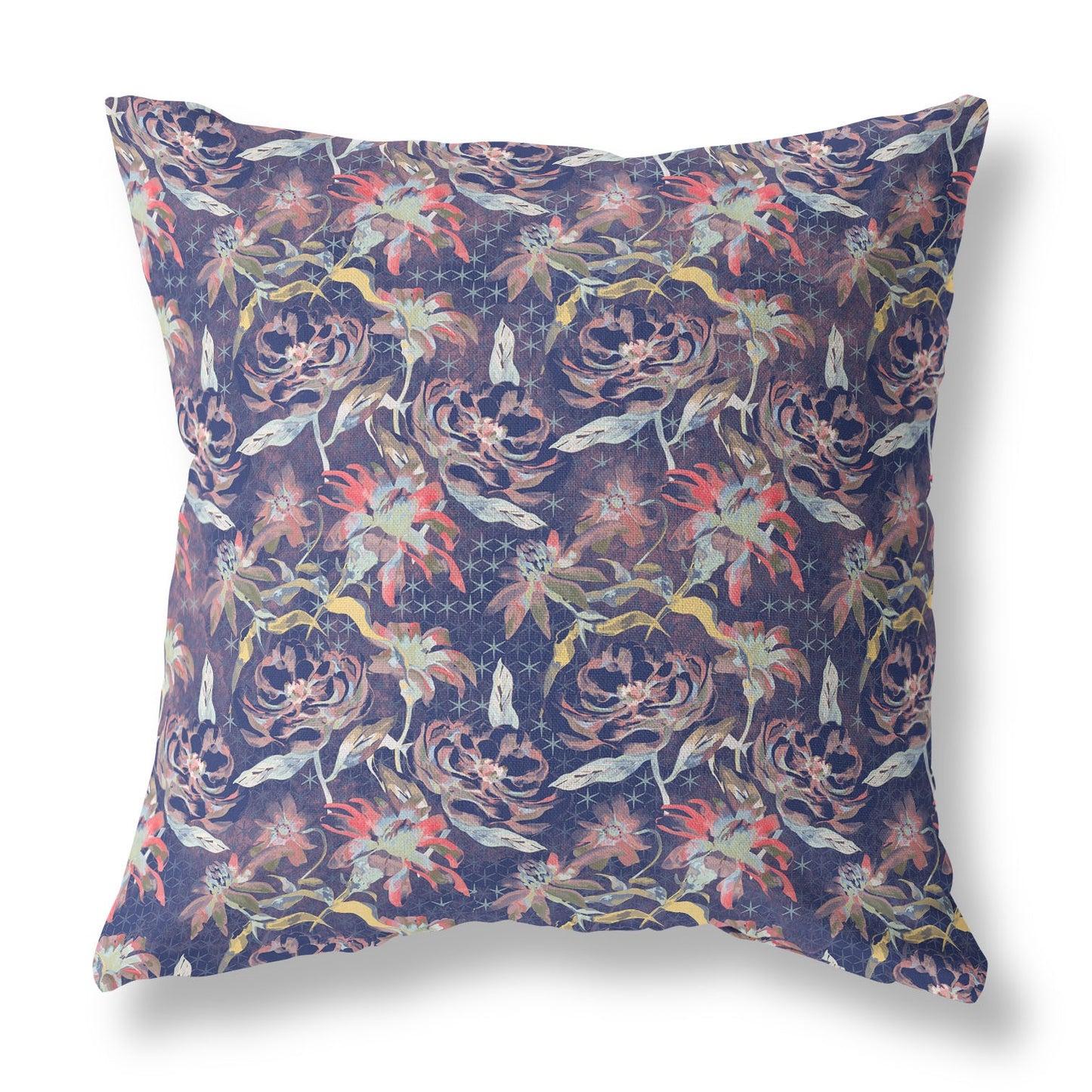 16?ǥ Midnight Blue Roses Indoor Outdoor Throw Pillow