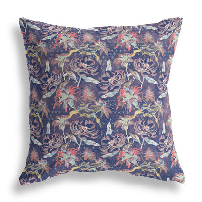 16?ǥ Midnight Blue Roses Indoor Outdoor Throw Pillow