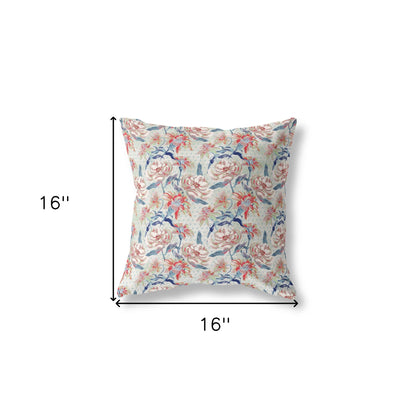 16?ǥ Red Indigo Roses Indoor Outdoor Throw Pillow