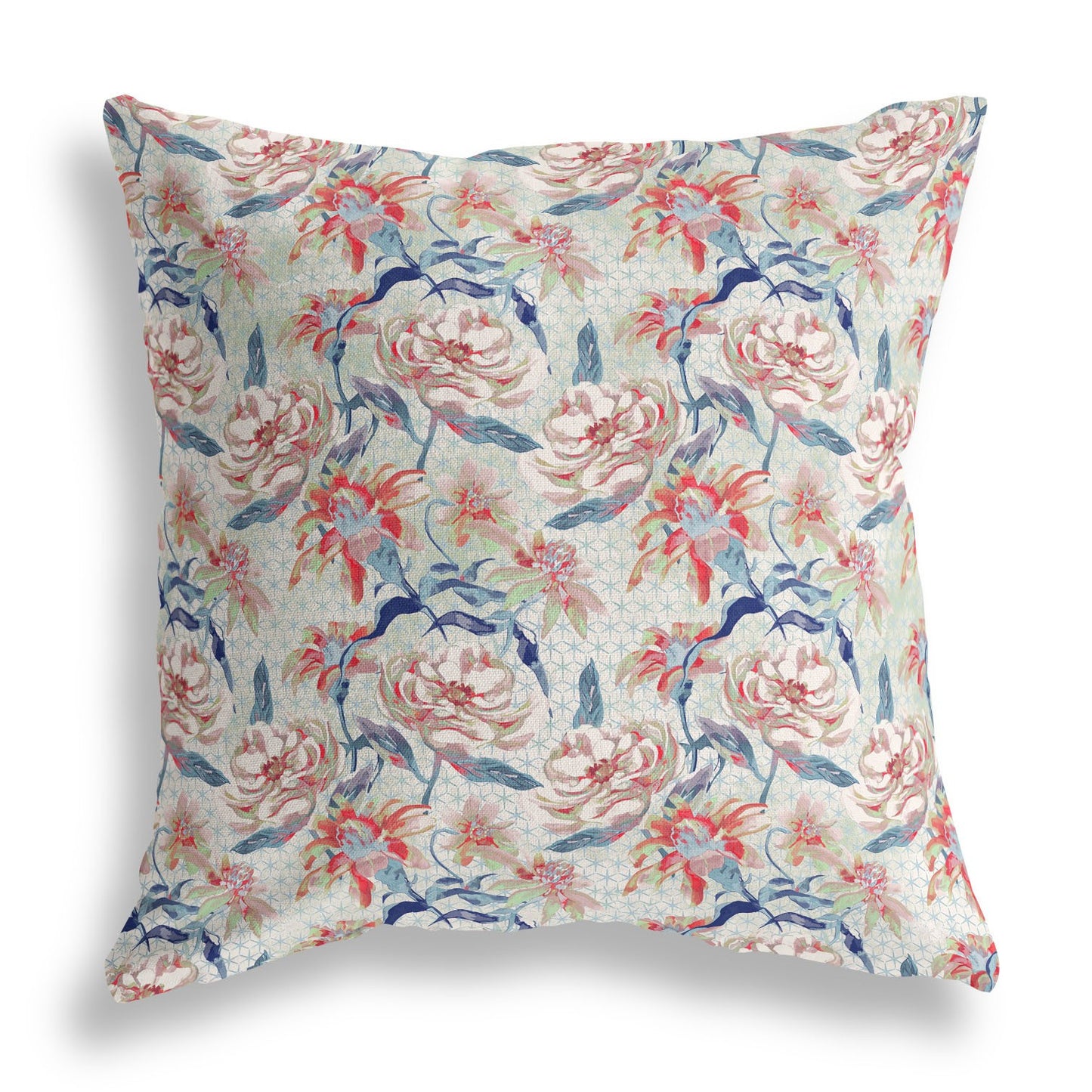 16?ǥ Red Indigo Roses Indoor Outdoor Throw Pillow