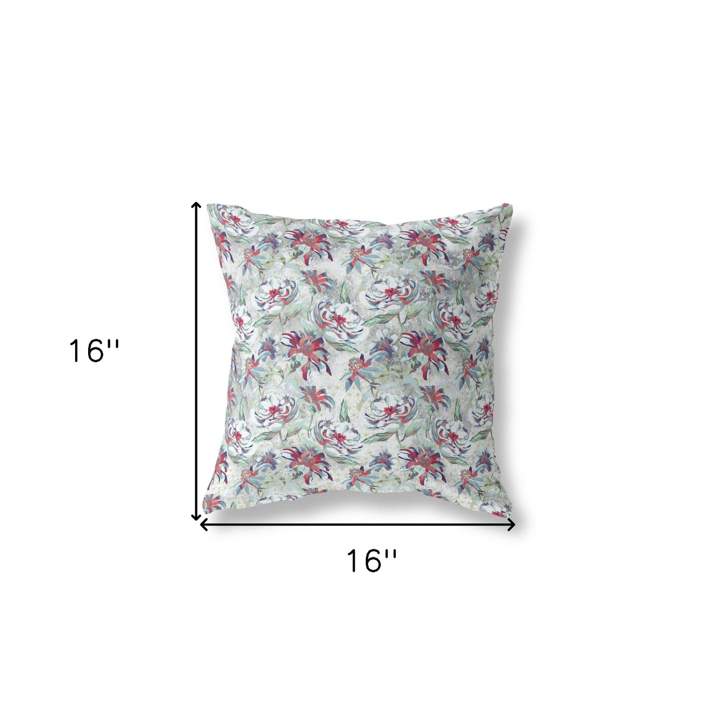 16?ǥ Light Green Magenta Roses Indoor Outdoor Throw Pillow