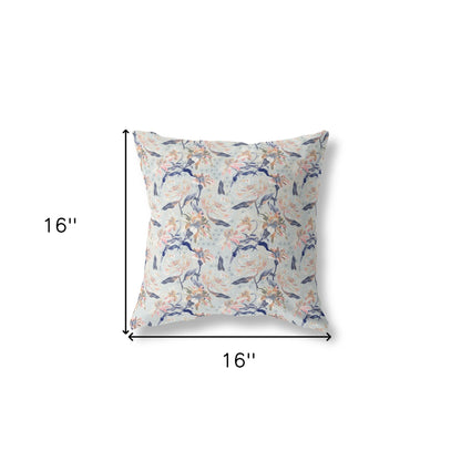 16?ǥ Light Blue Indigo Roses Indoor Outdoor Throw Pillow