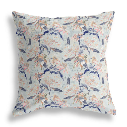 16?ǥ Light Blue Indigo Roses Indoor Outdoor Throw Pillow