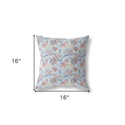 16?ǥ Sky Blue Red Roses Indoor Outdoor Throw Pillow