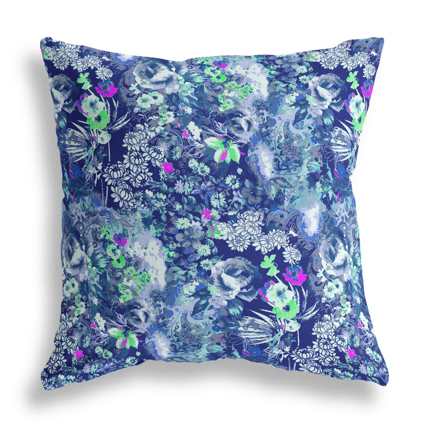 18" Purple Blue Springtime Indoor Outdoor Throw Pillow