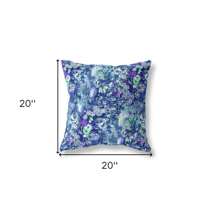 18" Purple Blue Springtime Indoor Outdoor Throw Pillow