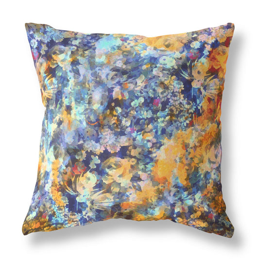 16" Orange Indigo Springtime Indoor Outdoor Throw Pillow