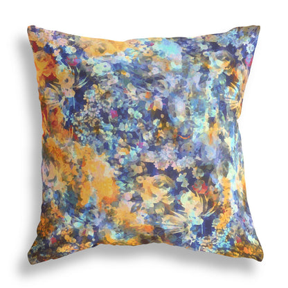 18" Orange Indigo Springtime Indoor Outdoor Throw Pillow