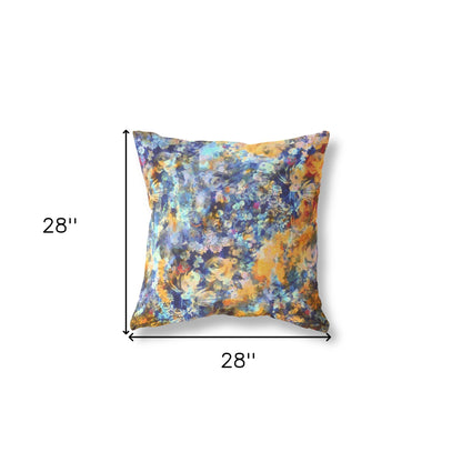 18" Orange Indigo Springtime Indoor Outdoor Throw Pillow