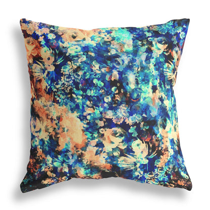 18" Orange Blue Springtime Indoor Outdoor Throw Pillow