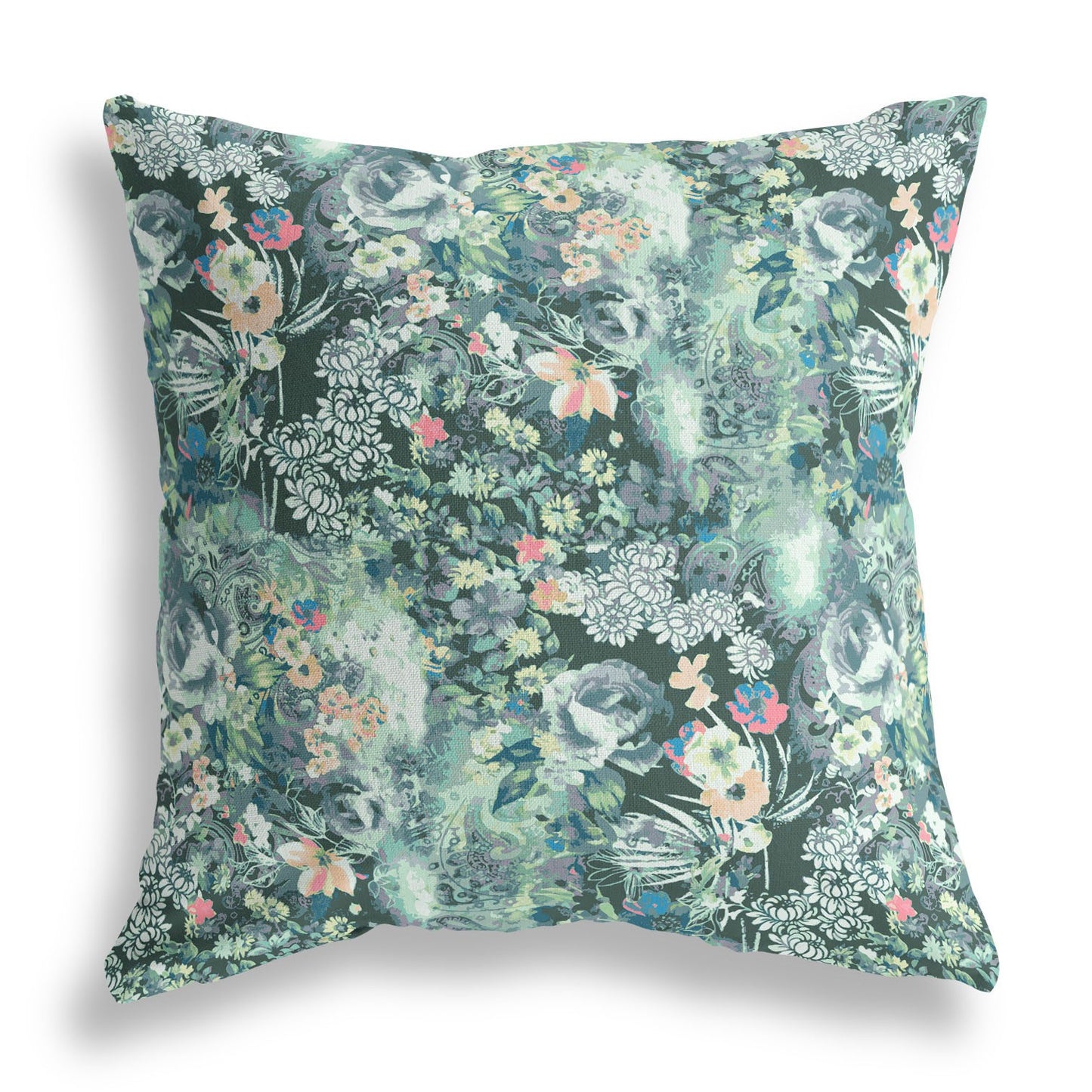 18" Green Black Springtime Indoor Outdoor Throw Pillow