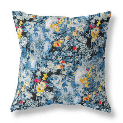 16" Blue Yellow Springtime Indoor Outdoor Throw Pillow