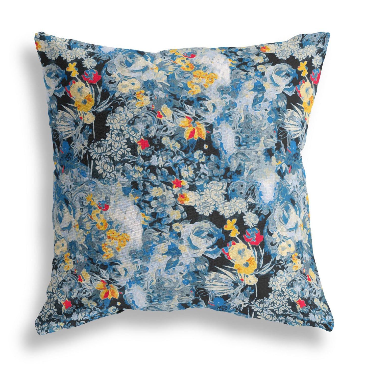 16" Blue Yellow Springtime Indoor Outdoor Throw Pillow