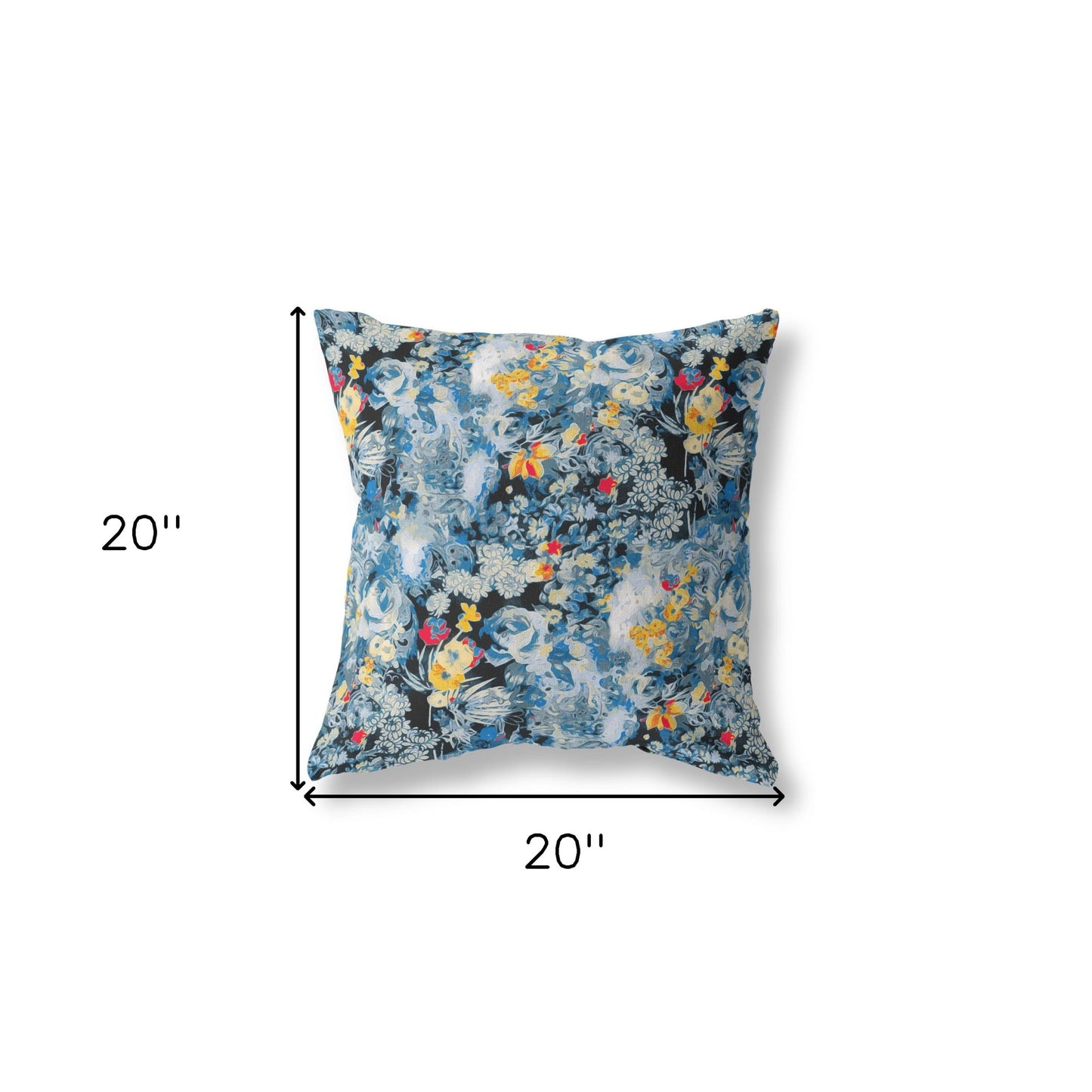 18" Blue Yellow Springtime Indoor Outdoor Throw Pillow