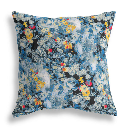 18" Blue Yellow Springtime Indoor Outdoor Throw Pillow