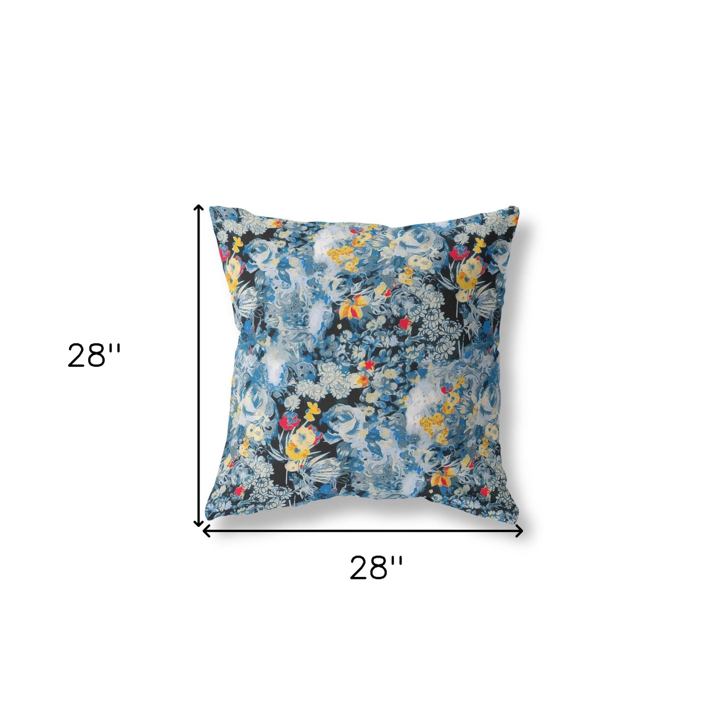 18" Blue Yellow Springtime Indoor Outdoor Throw Pillow