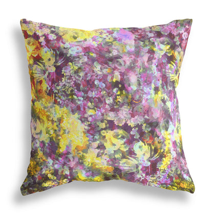 16" Purple Yellow Springtime Indoor Outdoor Throw Pillow