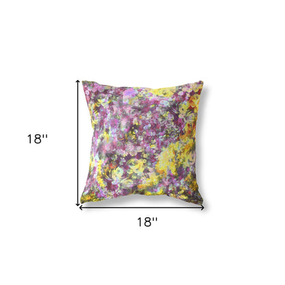 18" Purple Yellow Springtime Indoor Outdoor Throw Pillow