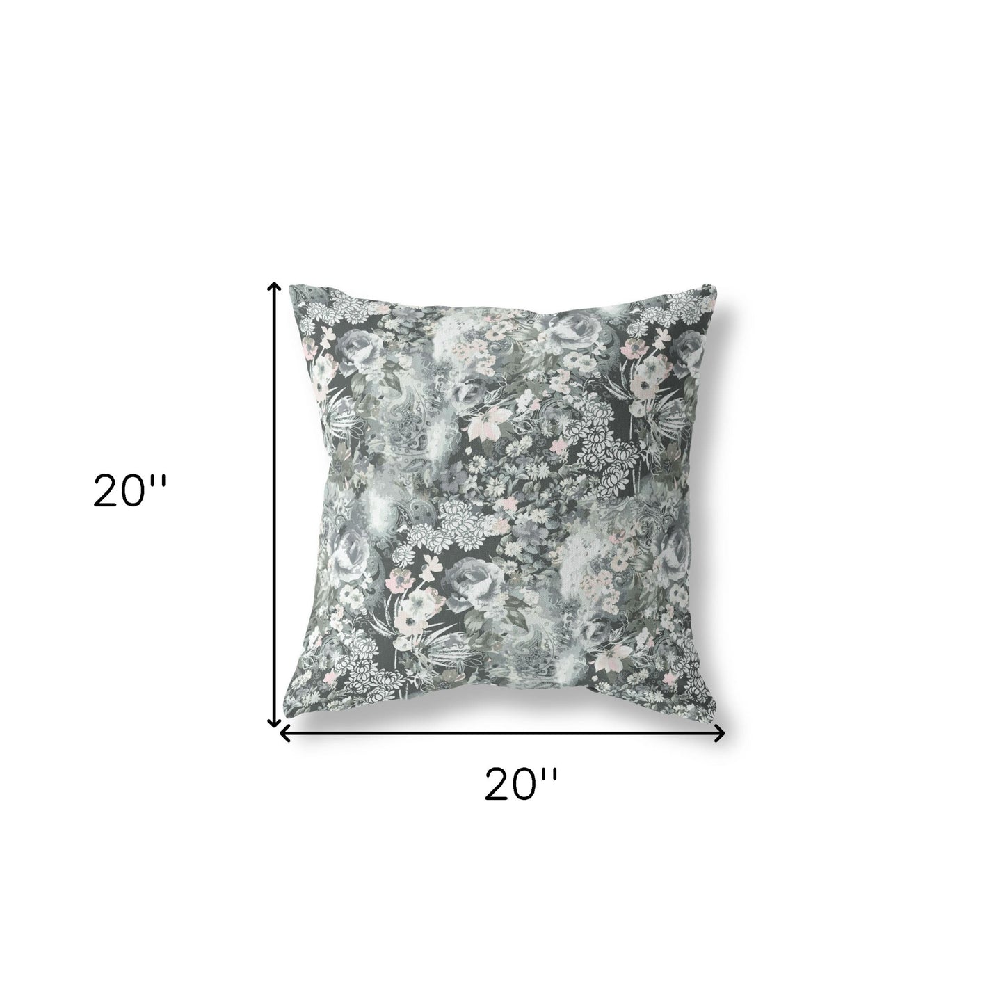 18" Gray White Springtime Indoor Outdoor Throw Pillow