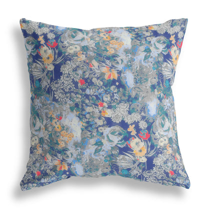 18" Blue Gray Springtime Indoor Outdoor Throw Pillow