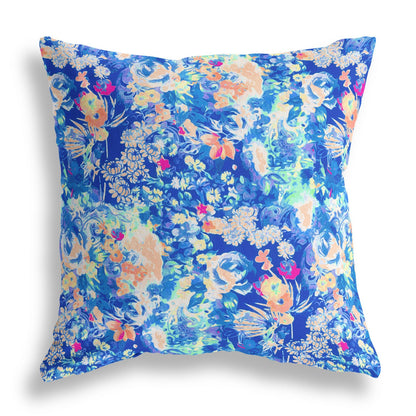 16" Bright Blue Springtime Indoor Outdoor Throw Pillow