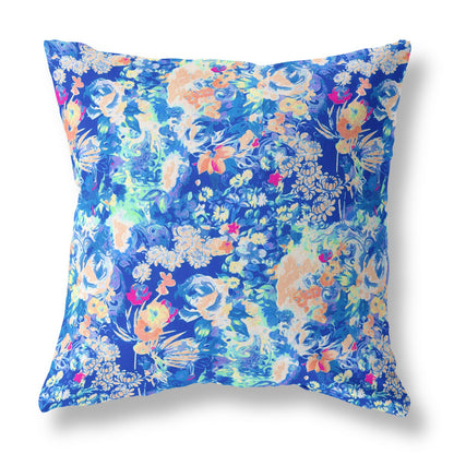 18" Bright Blue Springtime Indoor Outdoor Throw Pillow