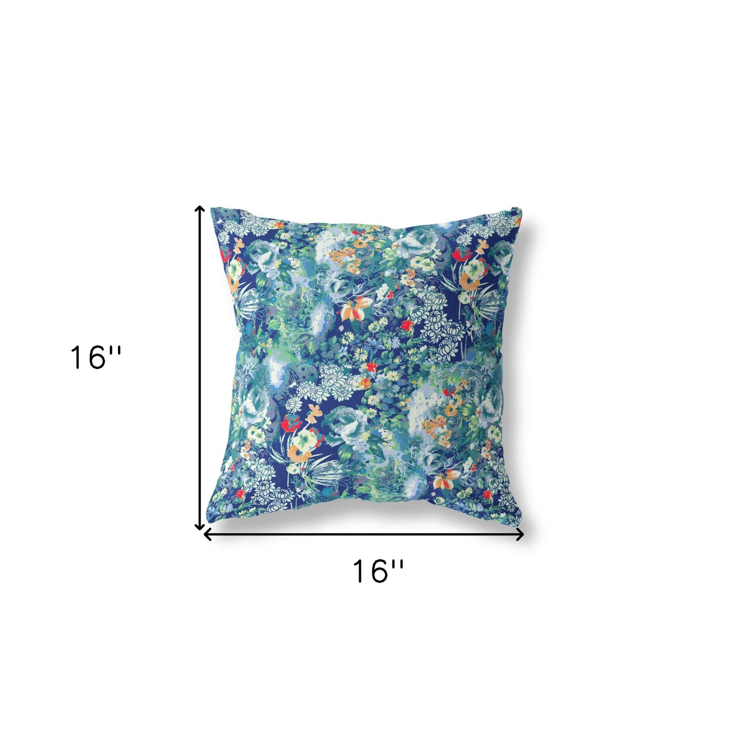 16" Blue Turquoise Springtime Indoor Outdoor Throw Pillow