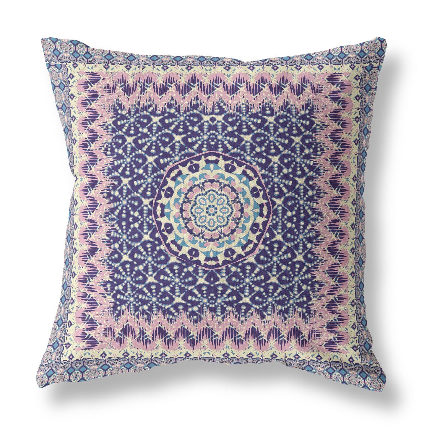 16” Pink Indigo Holy Floral Indoor Outdoor Throw Pillow