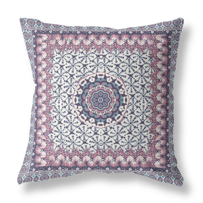 16?ǥ Pink Gray Holy Floral Indoor Outdoor Throw Pillow