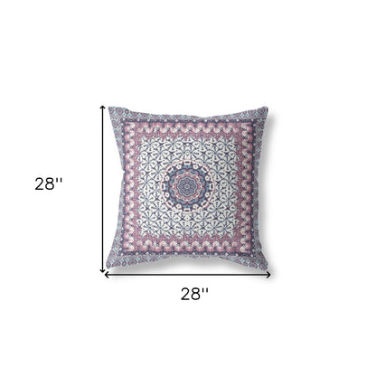 18” Pink Gray Holy Floral Indoor Outdoor Throw Pillow