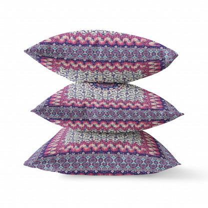 16?ǥ Magenta Indigo Holy Floral Indoor Outdoor Throw Pillow