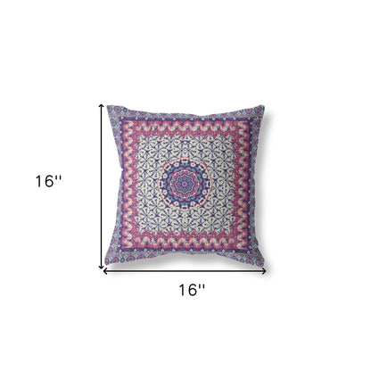 16” Magenta Indigo Holy Floral Indoor Outdoor Throw Pillow