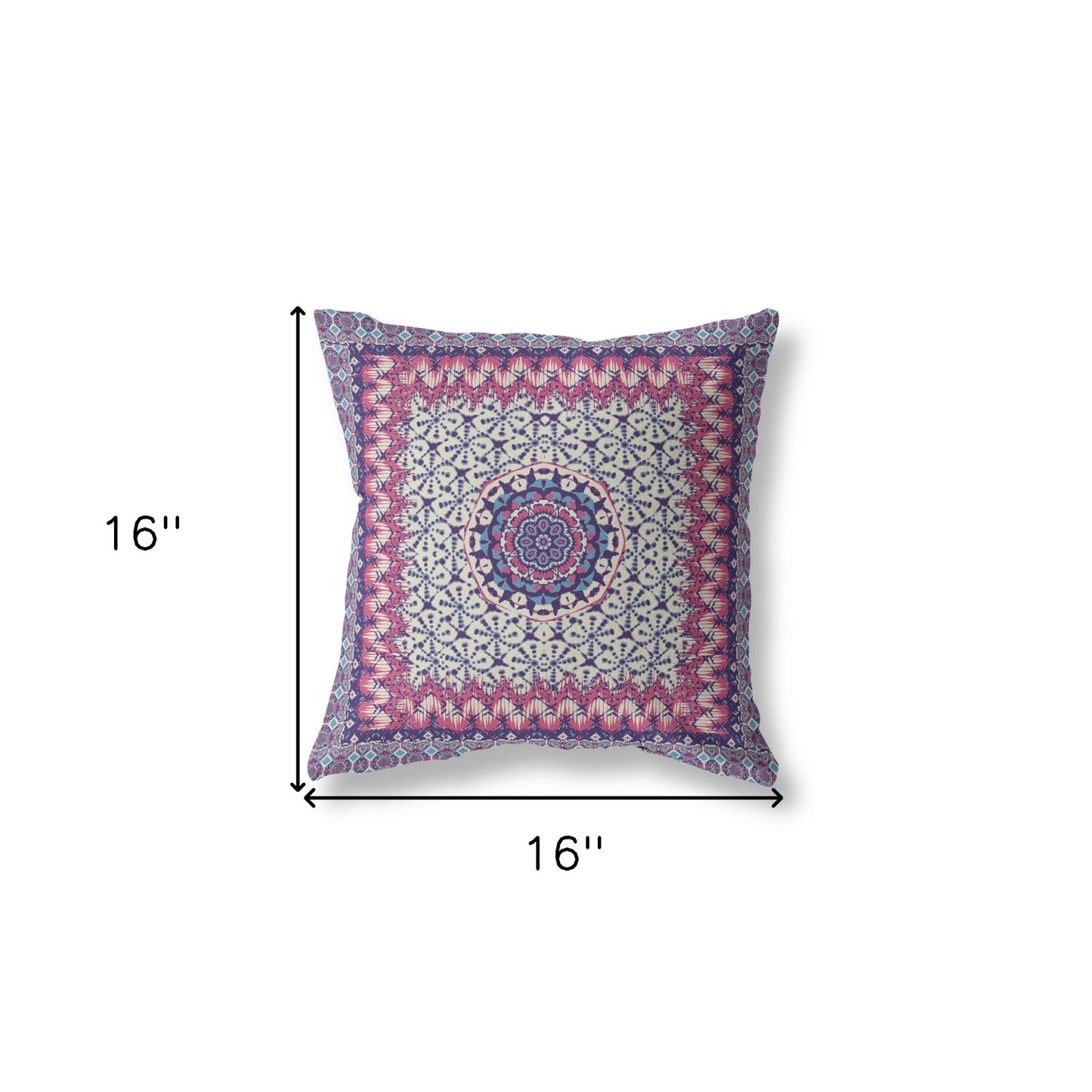 16?ǥ Magenta Indigo Holy Floral Indoor Outdoor Throw Pillow