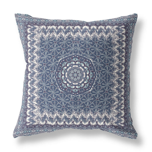 16?ǥ Indigo White Holy Floral Indoor Outdoor Throw Pillow