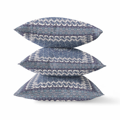 16?ǥ Indigo White Holy Floral Indoor Outdoor Throw Pillow