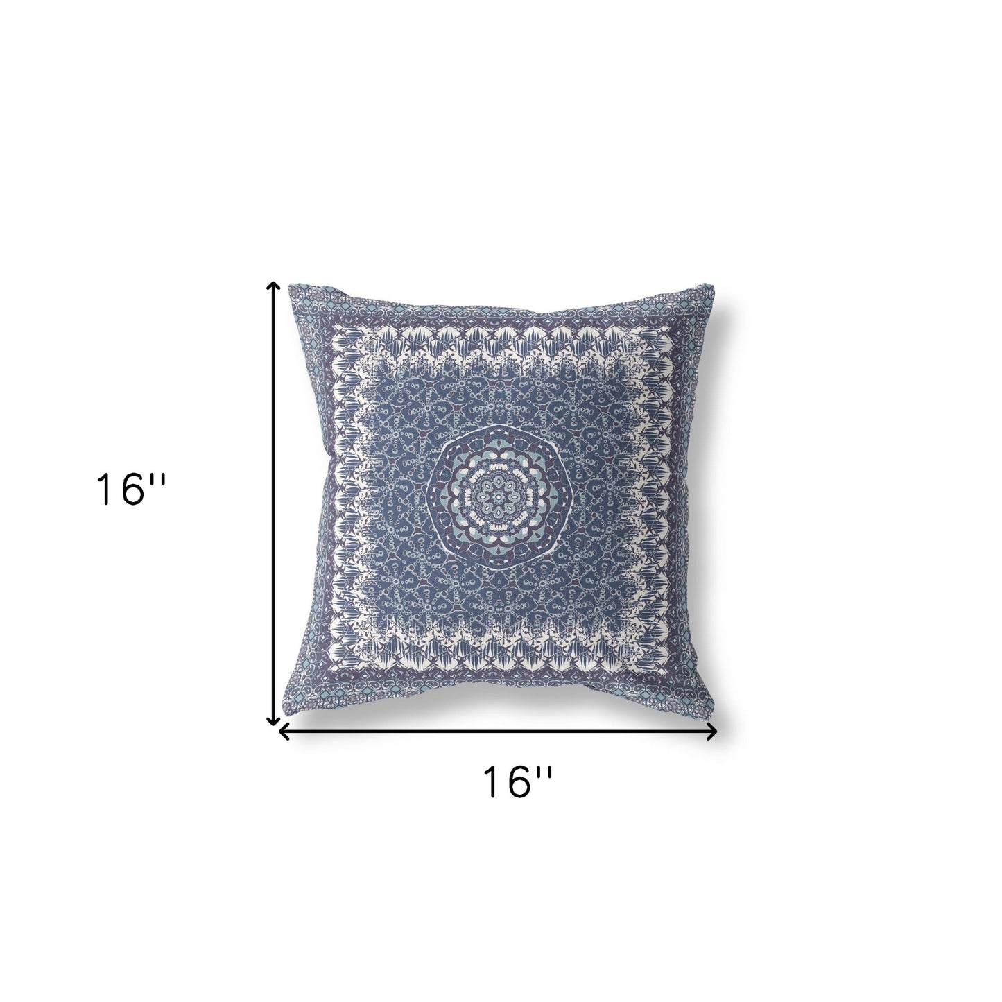 16?ǥ Indigo White Holy Floral Indoor Outdoor Throw Pillow