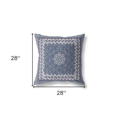 18” Indigo White Holy Floral Indoor Outdoor Throw Pillow