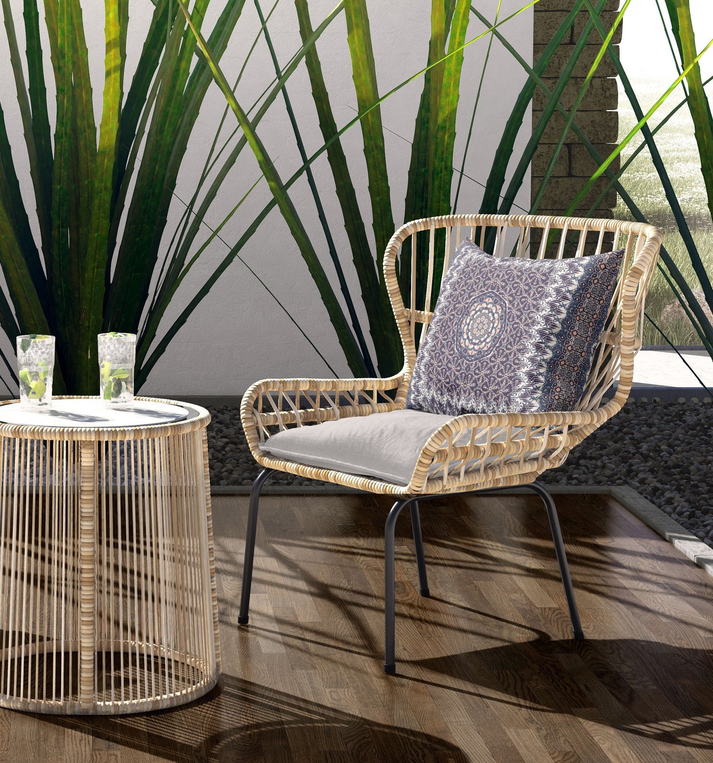 16?ǥ Gray Peach Holy Floral Indoor Outdoor Throw Pillow