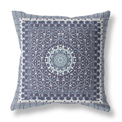 16?ǥ Slate Blue Holy Floral Indoor Outdoor Throw Pillow