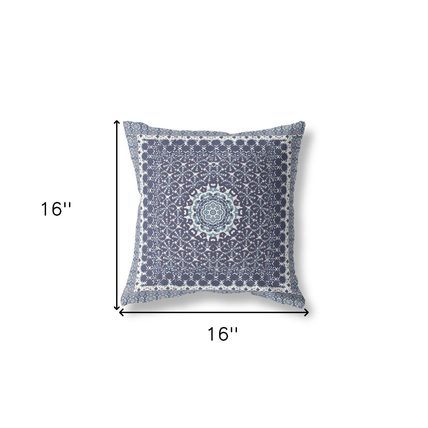 16?ǥ Slate Blue Holy Floral Indoor Outdoor Throw Pillow