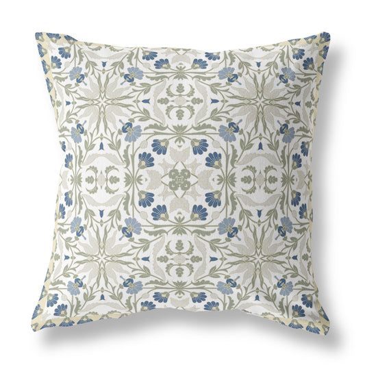 16?ǥ White Green Paisley Indoor Outdoor Throw Pillow