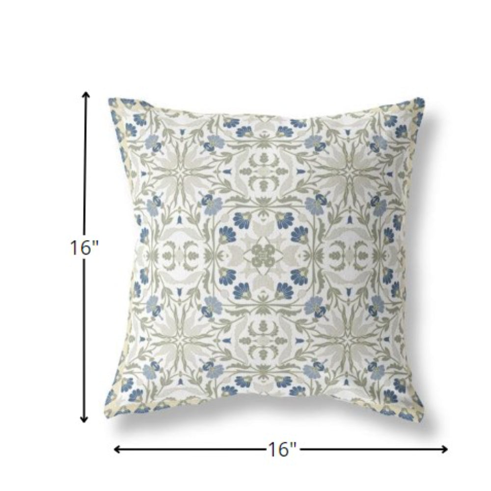 16?ǥ White Green Paisley Indoor Outdoor Throw Pillow