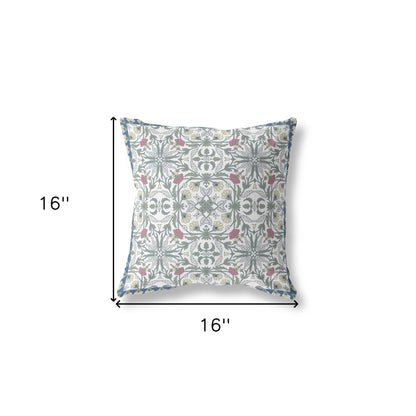 16?ǥ Pink Sage Paisley Indoor Outdoor Throw Pillow