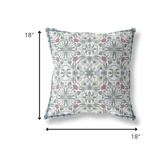 18” Pink Sage Paisley Indoor Outdoor Throw Pillow