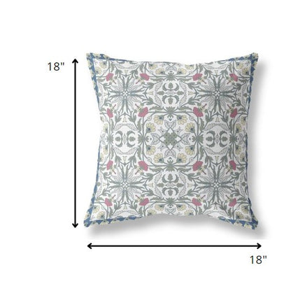 18” Pink Sage Paisley Indoor Outdoor Throw Pillow