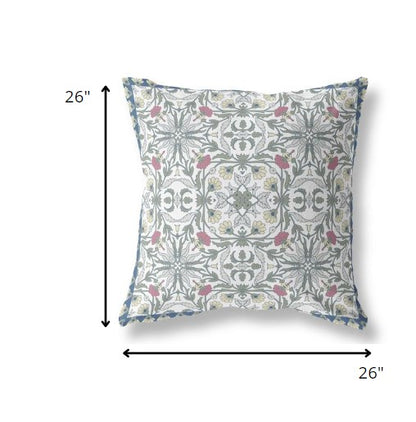 18” Pink Sage Paisley Indoor Outdoor Throw Pillow