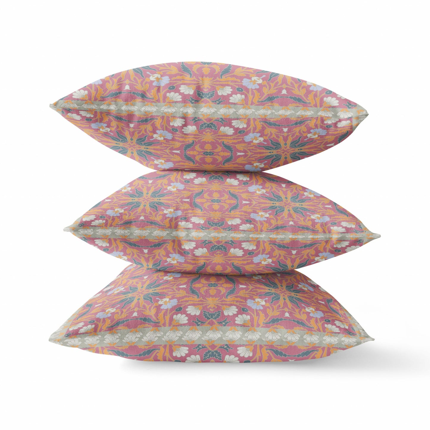 16?ǥ Magenta Orange Paisley Indoor Outdoor Throw Pillow