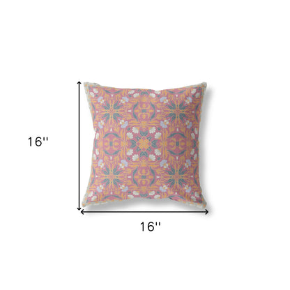 16?ǥ Magenta Orange Paisley Indoor Outdoor Throw Pillow