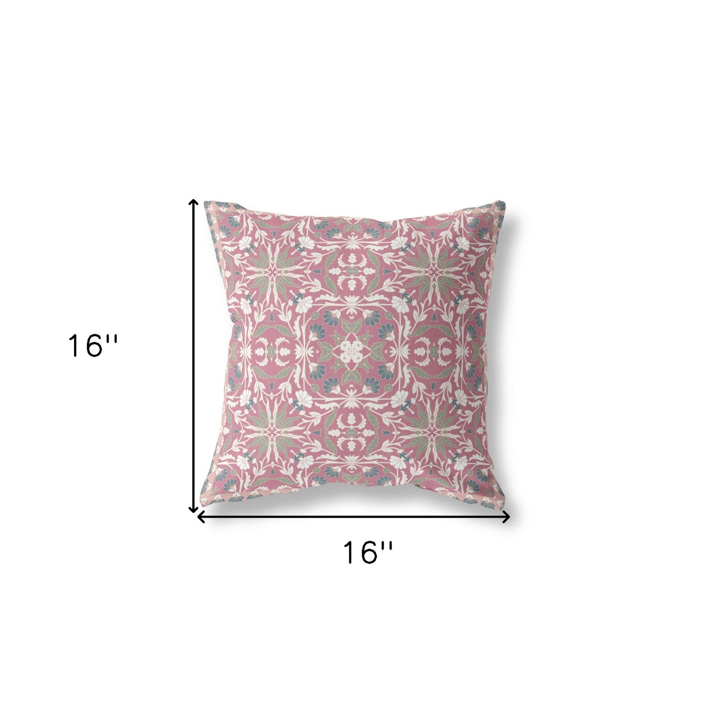 16” Magenta White Paisley Indoor Outdoor Throw Pillow